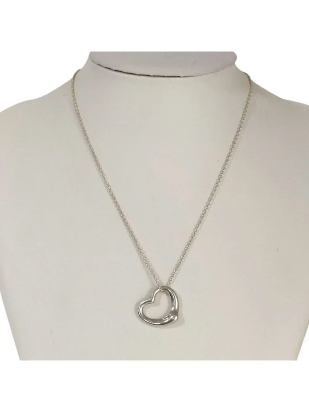 Tiffany & Co Elsa Peretti Open Heart Large Chain Pendant 925 Sterling